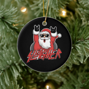 Sleigher Santa Claus Metal Christmas Funny Hail Ceramic Tree Decoration