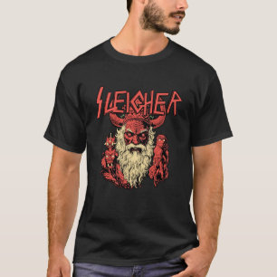 Sleigher Santa Claus Metal Christmas funny Hail Sa T-Shirt