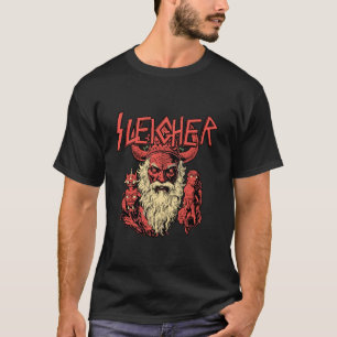 Sleigher Santa Claus Metal Christmas funny Hail Sa T-Shirt