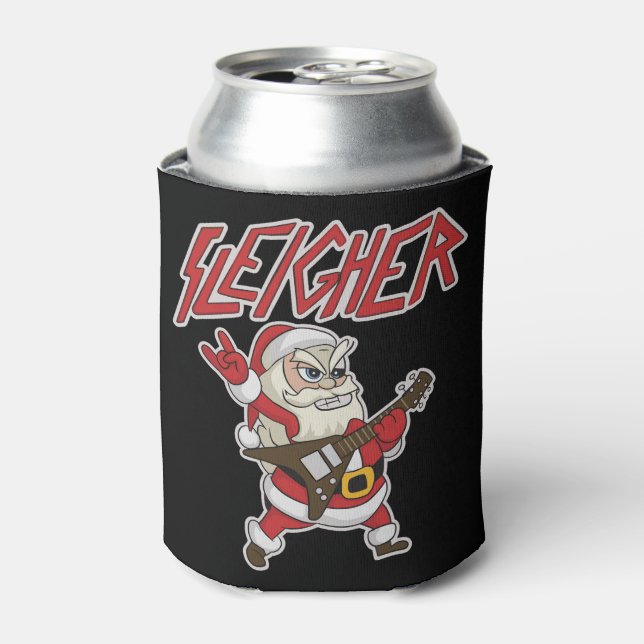 Sleigher Santa Claus Metal Christmas Hail Funny Can Cooler (Can Front)
