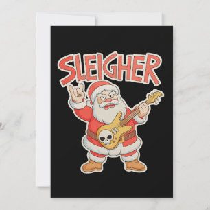 Sleigher Santa Metal Guitar Christmas Hail Xmas Holiday Card