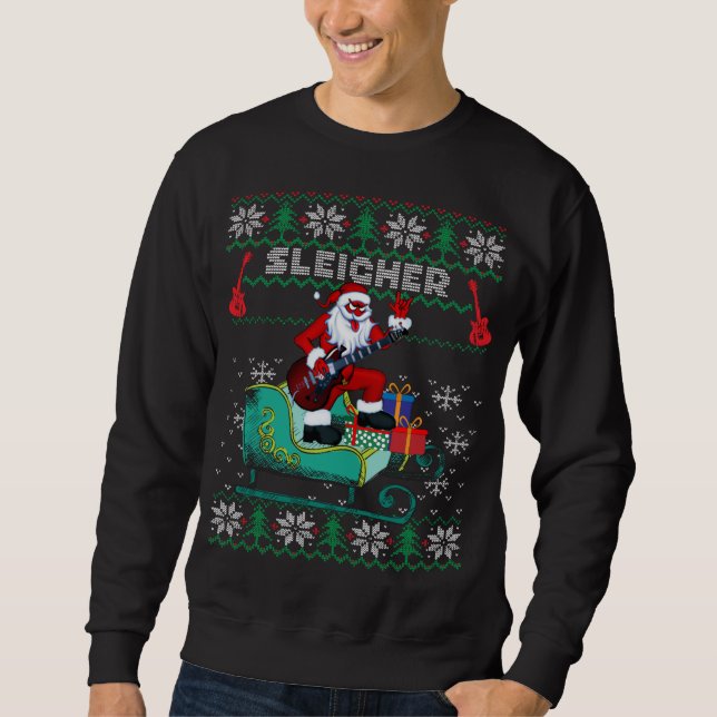 Sleigher Santa Ugly Christmas Sweater Design (Front)