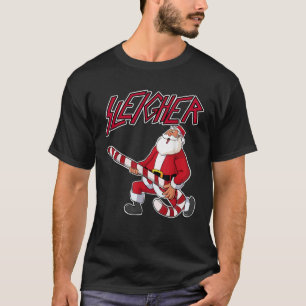 Sleigher Santa with Candy Cane Guitar funny Metal  T-Shirt