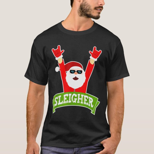Sleigher Ugly Sweater Heavy Metal Christmas Sweate (Front)