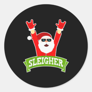 Sleigher Ugly Sweater Heavy Metal Christmas Sweate Classic Round Sticker