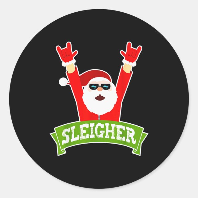 Sleigher Ugly Sweater Heavy Metal Christmas Sweate Classic Round Sticker (Front)