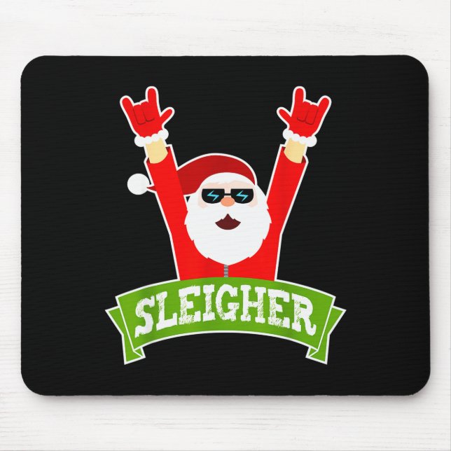 Sleigher Ugly Sweater Heavy Metal Christmas Sweate Mouse Mat (Front)