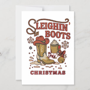 Sleighin Boots This Christmas Funny West Cowboy Magnetic Invitation
