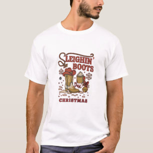 Sleighin Boots This Christmas Funny West Cowboy   T-Shirt