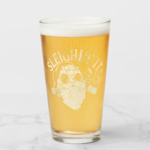 Sleighin It Funny Santa Sleigh Christmas Glass