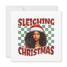 Sleighing Christmas African American woman