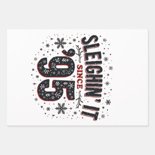 Sleighing It Since 1995 Birthday Christmas Lovers Wrapping Paper Sheet