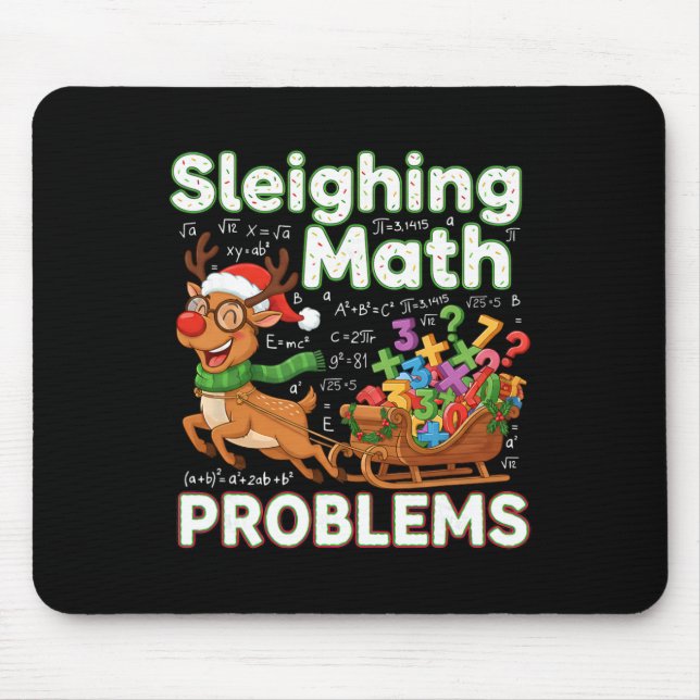 Sleighing Math Problems Christmas Funny Math Teach Mouse Mat (Front)