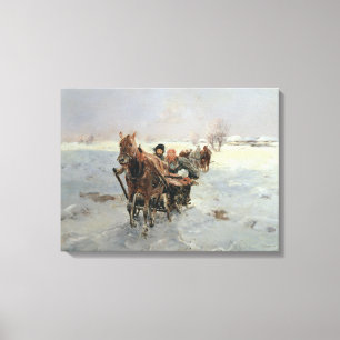 Sleighs in a Winter Landscape Canvas Print