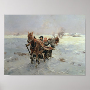Sleighs in a Winter Landscape Poster