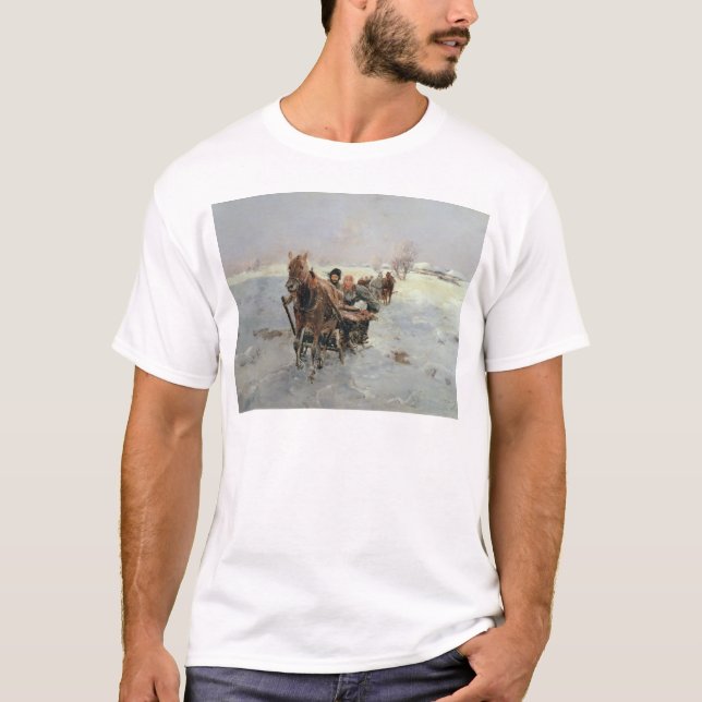 Sleighs in a Winter Landscape T-Shirt (Front)