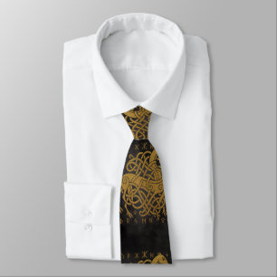 Sleipnir, Golden Norse Horse with Runes Symbol Tie