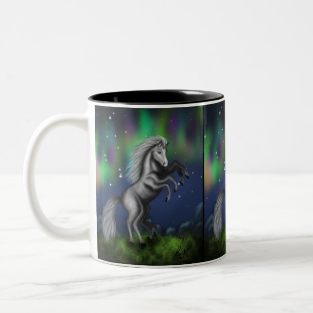 Sleipnir's Majesty: Odin's Eight-Legged Steed Two-Tone Coffee Mug (Left)
