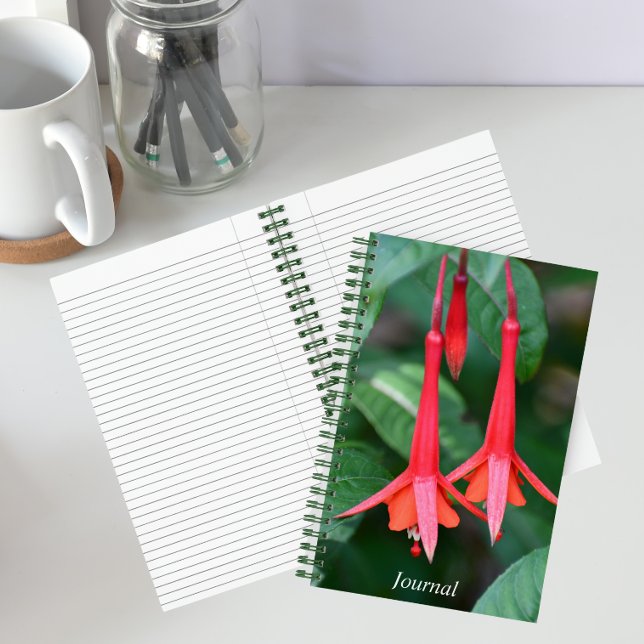 Slender Red Fuchsia Flowers Floral Notebook (In Situ)