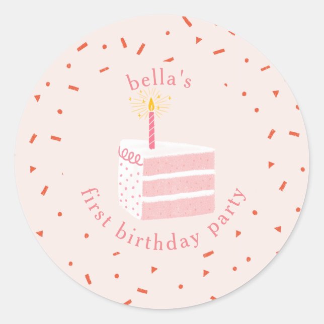 Slice Of Birthday Cake Classic Round Sticker (Front)