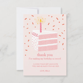 Slice of Birthday Cake Flat Thank You Card