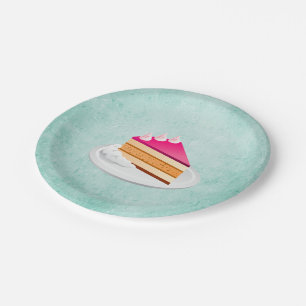 slice of cake on a green vintage texture paper plate