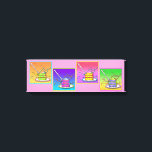 Slice of CAKE Pop Art (long) Gallery Wrapped Canva Canvas Print<br><div class="desc">A classic pop art style graphic of a Slice of Cake. A lovely layered cake,  fork & festive decorations. Perfect for bakers,  cake shops,  bakeries and the home kitchen. Choose your canvas background colour!</div>