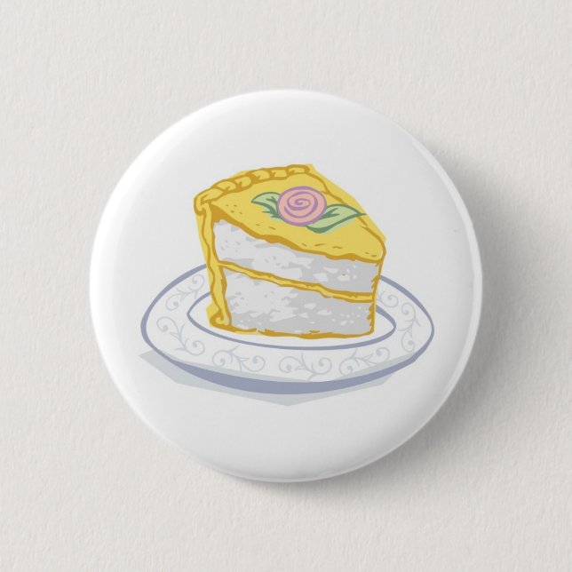 Slice of Cake with Yellow and Pink Frosting 6 Cm Round Badge (Front)