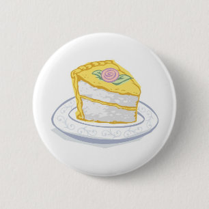Slice of Cake with Yellow and Pink Frosting 6 Cm Round Badge