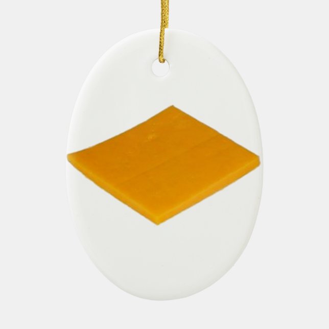 Slice of Cheese Ceramic Tree Decoration (Front)