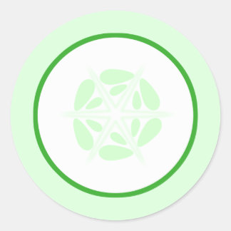 Slice of Cucumber. Green and White. Classic Round Sticker