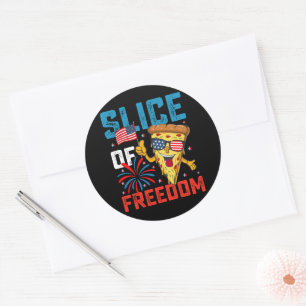 Slice Of Freedom 4th July Pizza USA Flag Sunglasse Classic Round Sticker