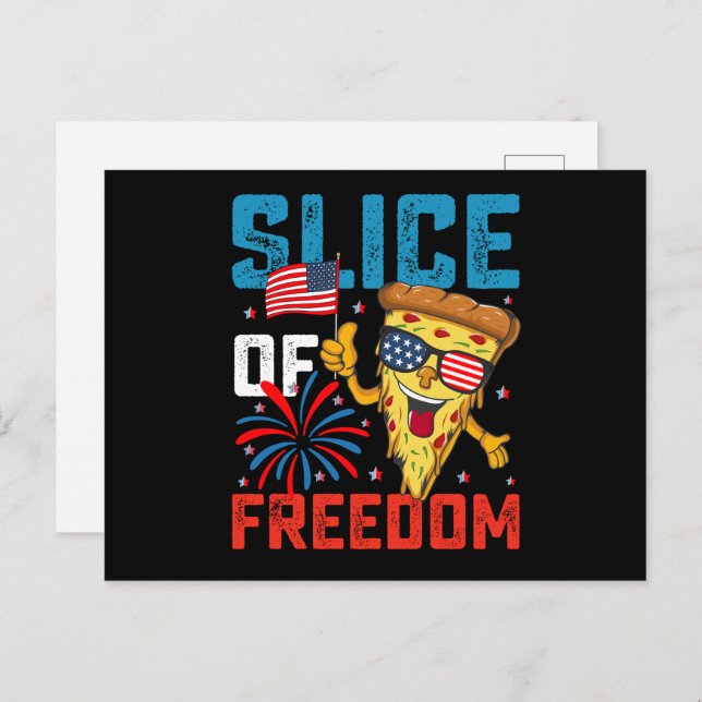 Slice Of Freedom 4th July Pizza USA Flag Sunglasse Postcard (Front/Back)
