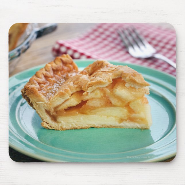 Slice of fresh baked apple pie on plate mouse mat (Front)