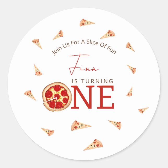 Slice Of Fun 1st Birthday  Classic Round Sticker (Front)
