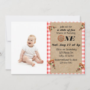 Slice of fun 1st Birthday with photo  Invitation