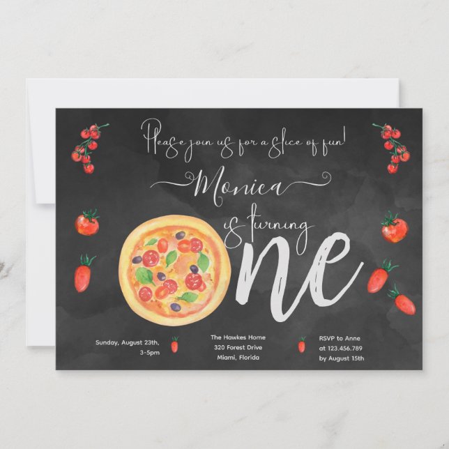 Slice of fun, first birthday invitation (Front)