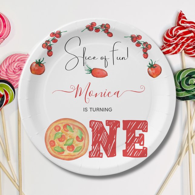 Slice of fun, first birthday paper plate (Creator Uploaded)