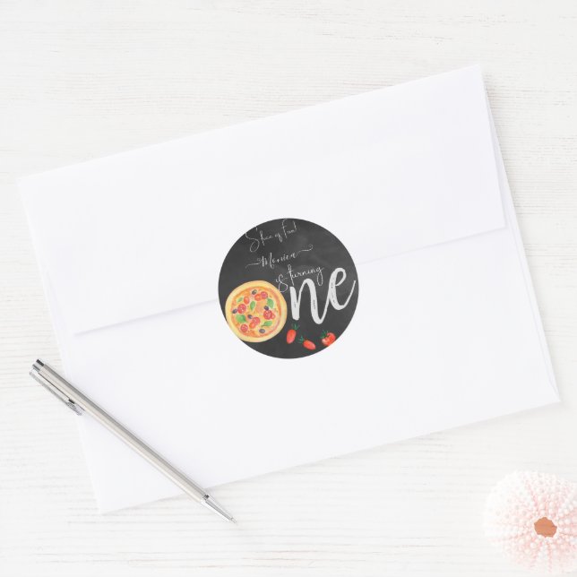 Slice of fun, first pizza birthday classic round sticker (Envelope)