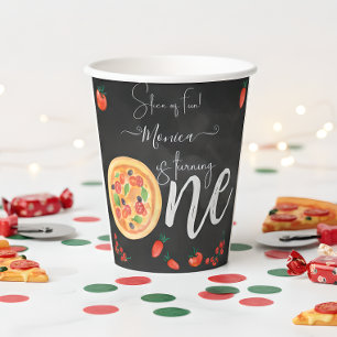 Slice of fun, first pizza birthday paper cups