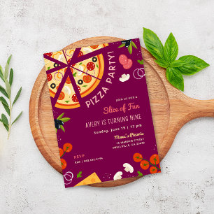 Slice of Fun Kids Birthday Pizza Party Invitation