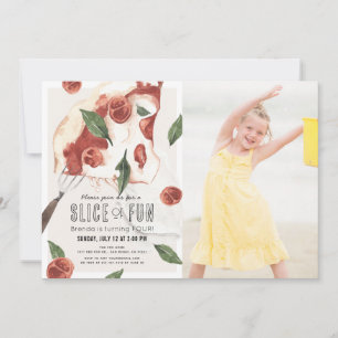 Slice of Fun Margherita Pizza Kids Birthday Photo Invitation