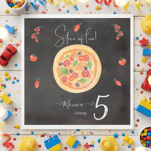 Slice of fun, pizza birthday napkin (Creator Uploaded)