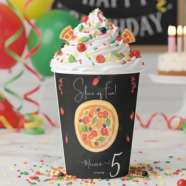 Slice of fun, pizza birthday paper cups (Creator Uploaded)