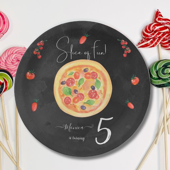 Slice of fun, pizza birthday paper plate (Creator Uploaded)