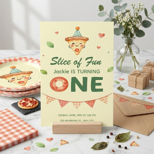 Slice of Fun Pizza First Birthday Boy Invitation
