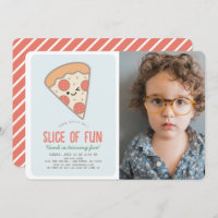 Slice of Fun Pizza Kawaii Blue Photo Boy Birthday