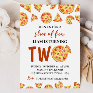 Slice Of Fun Pizza Party Birthday Invitation
