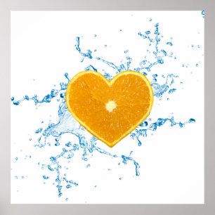 Slice of Heart-Shaped Orange Poster