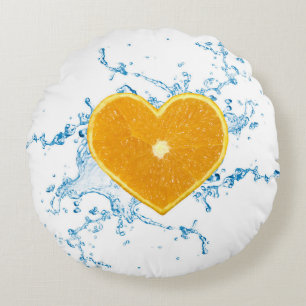 Slice of Heart-Shaped Orange Round Cushion